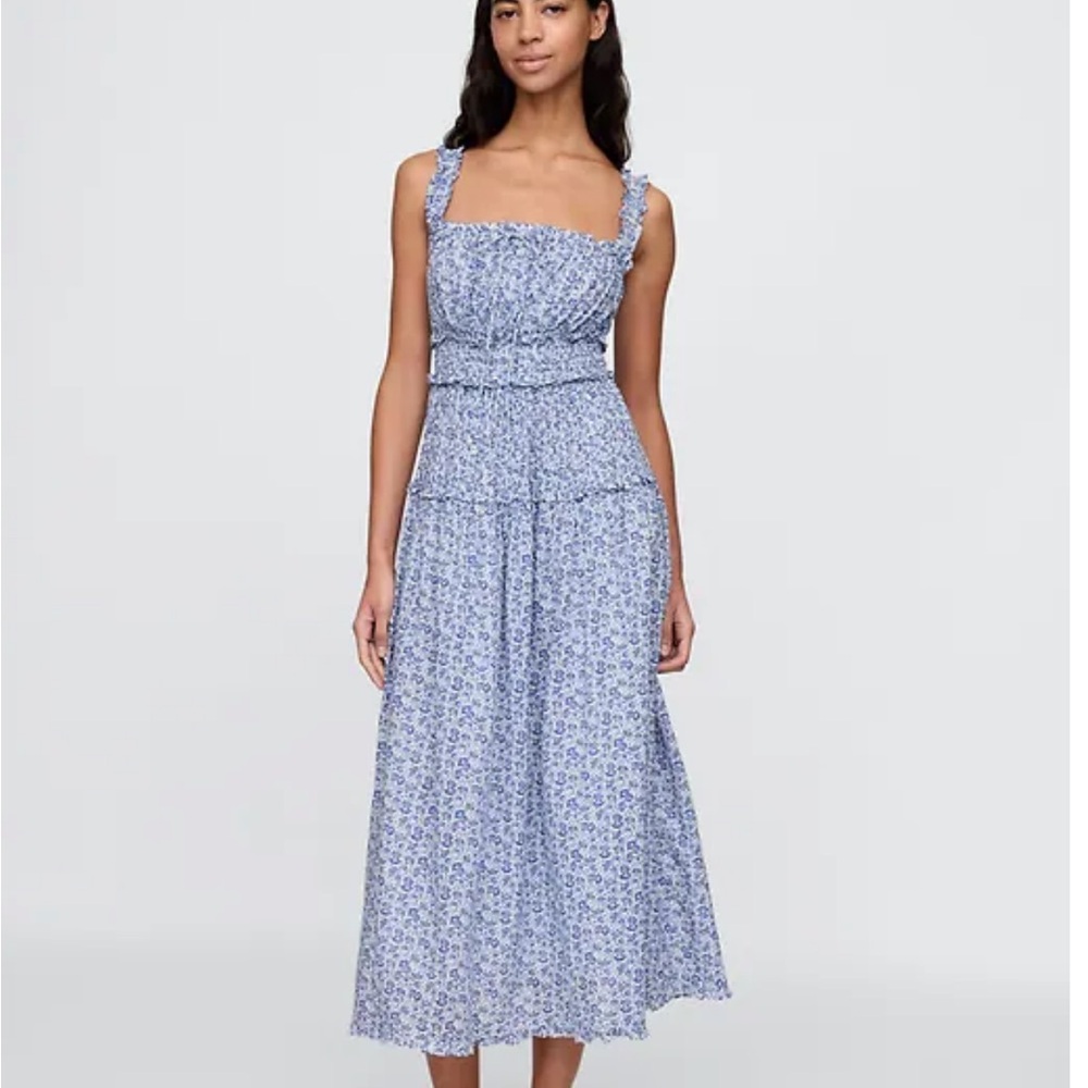 GAP x Doen Blue Floral Midi Dress